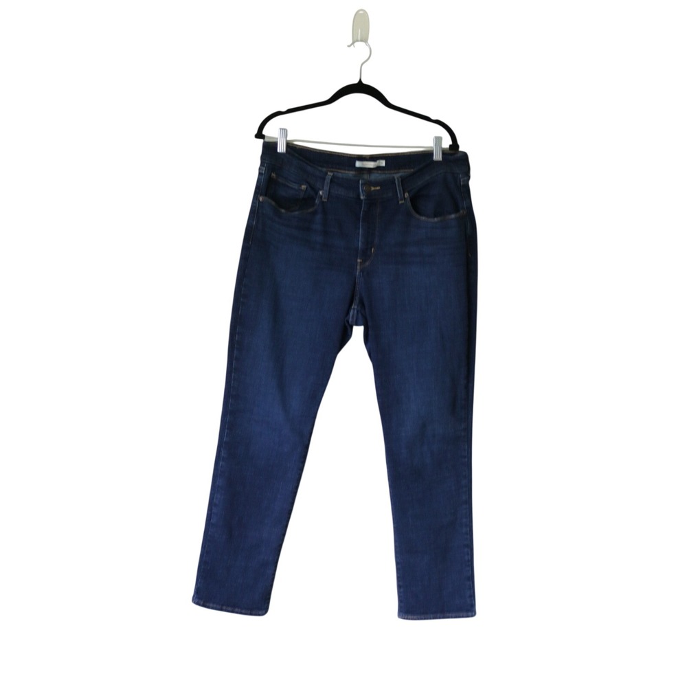 Levis Classic‎ Straight Leg Jeans Dark Wash Indigo Womens Size 16 Mid Rise Denim